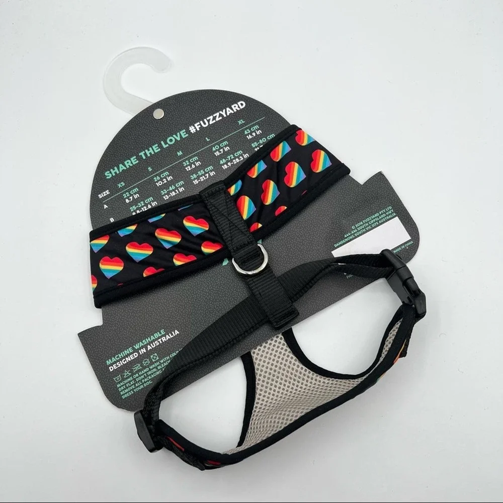 Fuzz Yard Rainbow Hearts Dog Harness Dog’s Size Large
